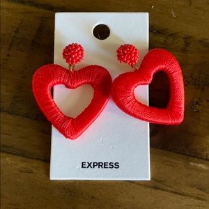 Express red heart earrings